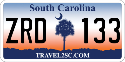 SC license plate ZRD133