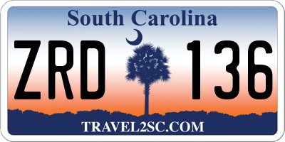 SC license plate ZRD136