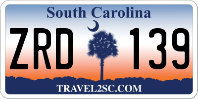 SC license plate ZRD139