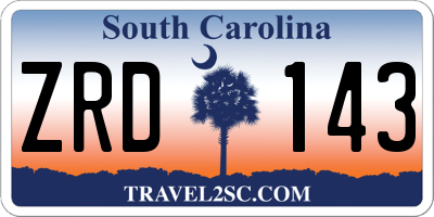 SC license plate ZRD143
