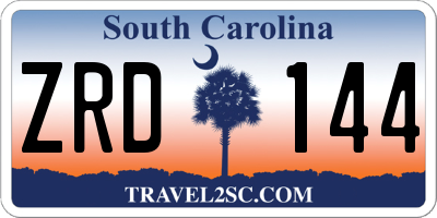 SC license plate ZRD144