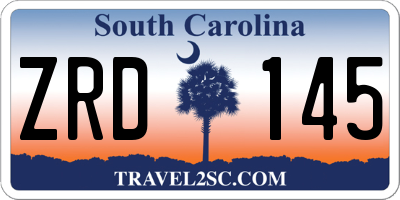 SC license plate ZRD145