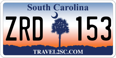 SC license plate ZRD153