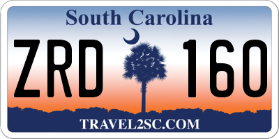 SC license plate ZRD160