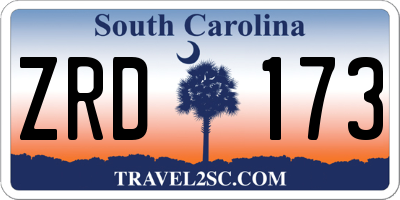 SC license plate ZRD173