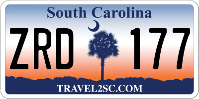 SC license plate ZRD177