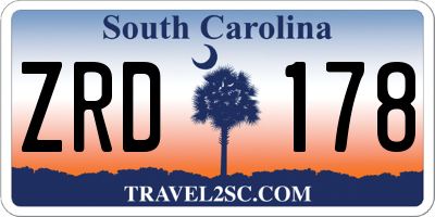 SC license plate ZRD178