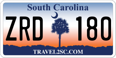 SC license plate ZRD180