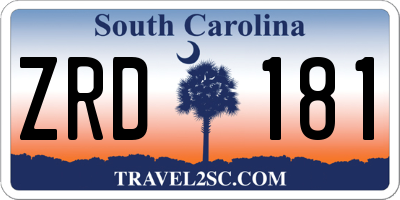 SC license plate ZRD181