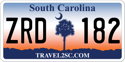 SC license plate ZRD182