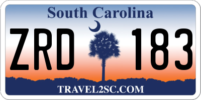 SC license plate ZRD183