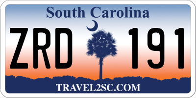 SC license plate ZRD191