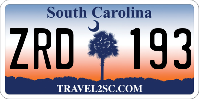 SC license plate ZRD193
