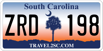 SC license plate ZRD198