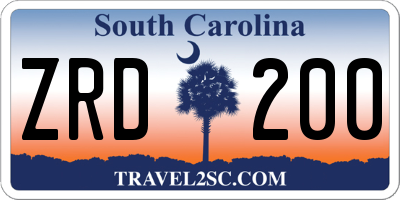 SC license plate ZRD200