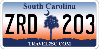 SC license plate ZRD203
