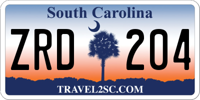 SC license plate ZRD204
