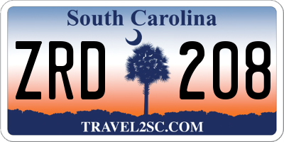 SC license plate ZRD208
