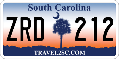 SC license plate ZRD212