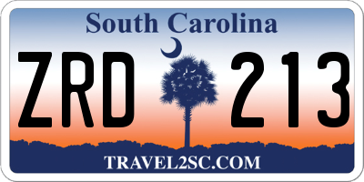SC license plate ZRD213