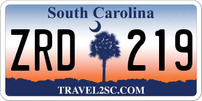 SC license plate ZRD219