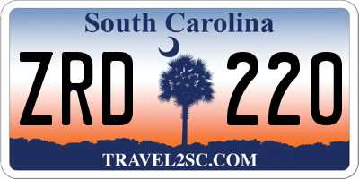 SC license plate ZRD220