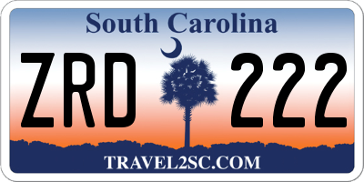 SC license plate ZRD222