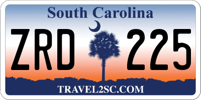 SC license plate ZRD225