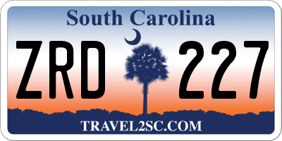 SC license plate ZRD227