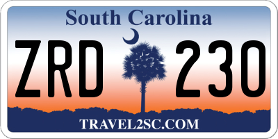 SC license plate ZRD230