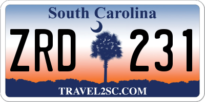 SC license plate ZRD231