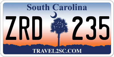 SC license plate ZRD235
