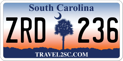 SC license plate ZRD236