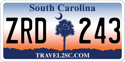 SC license plate ZRD243
