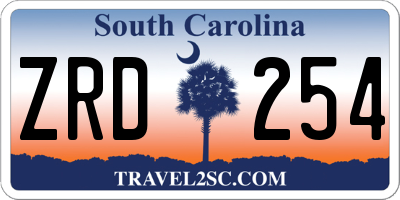 SC license plate ZRD254