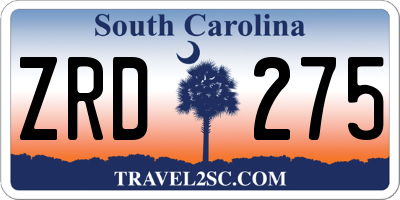 SC license plate ZRD275