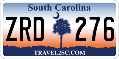 SC license plate ZRD276
