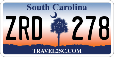 SC license plate ZRD278