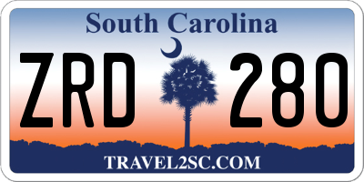 SC license plate ZRD280