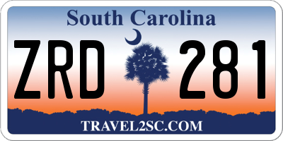 SC license plate ZRD281