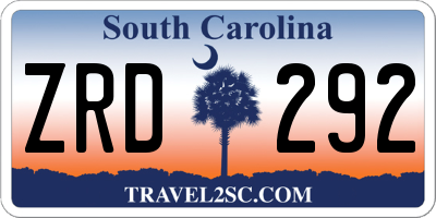 SC license plate ZRD292