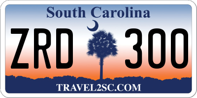 SC license plate ZRD300