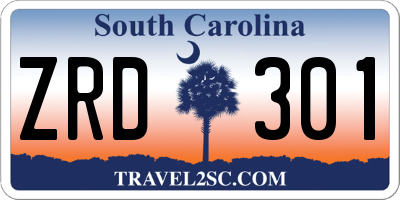 SC license plate ZRD301