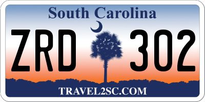 SC license plate ZRD302