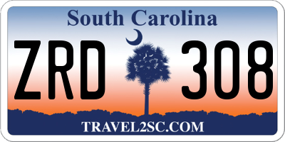 SC license plate ZRD308