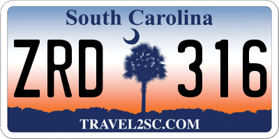 SC license plate ZRD316