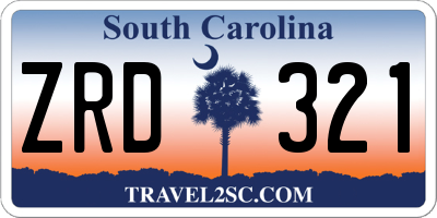 SC license plate ZRD321