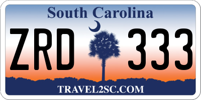 SC license plate ZRD333