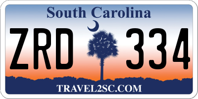 SC license plate ZRD334