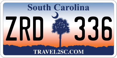 SC license plate ZRD336